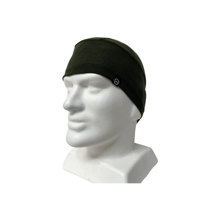 Three quarter view of Domex Polyester Thermal Beanie - Dark Olive